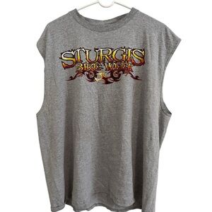 Delta Sturgis Bike Week 2007 Graphic Tank Top Motorcycle Biker Tee Gray 2XL XXL